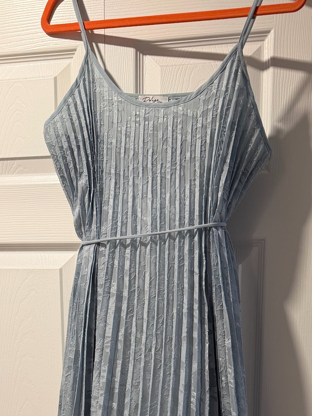 Pinkblush Light Blue Pleated Floral Maxi Dress